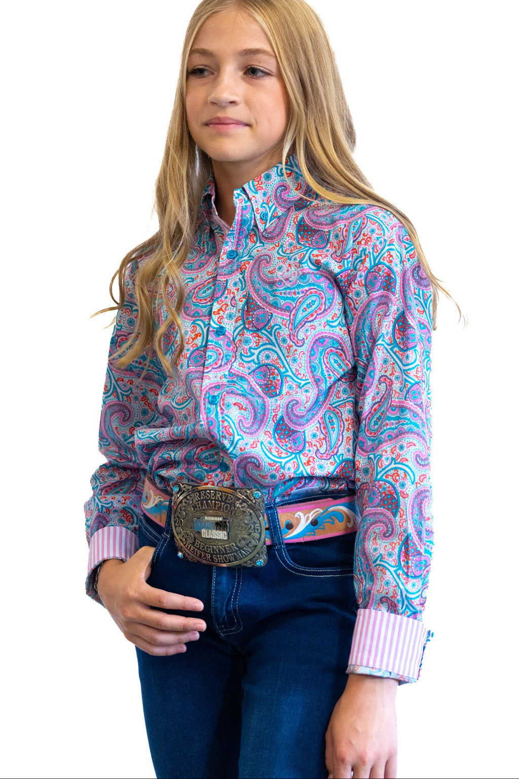Cotton Candy Youth Button Up Long Sleeve Shirt