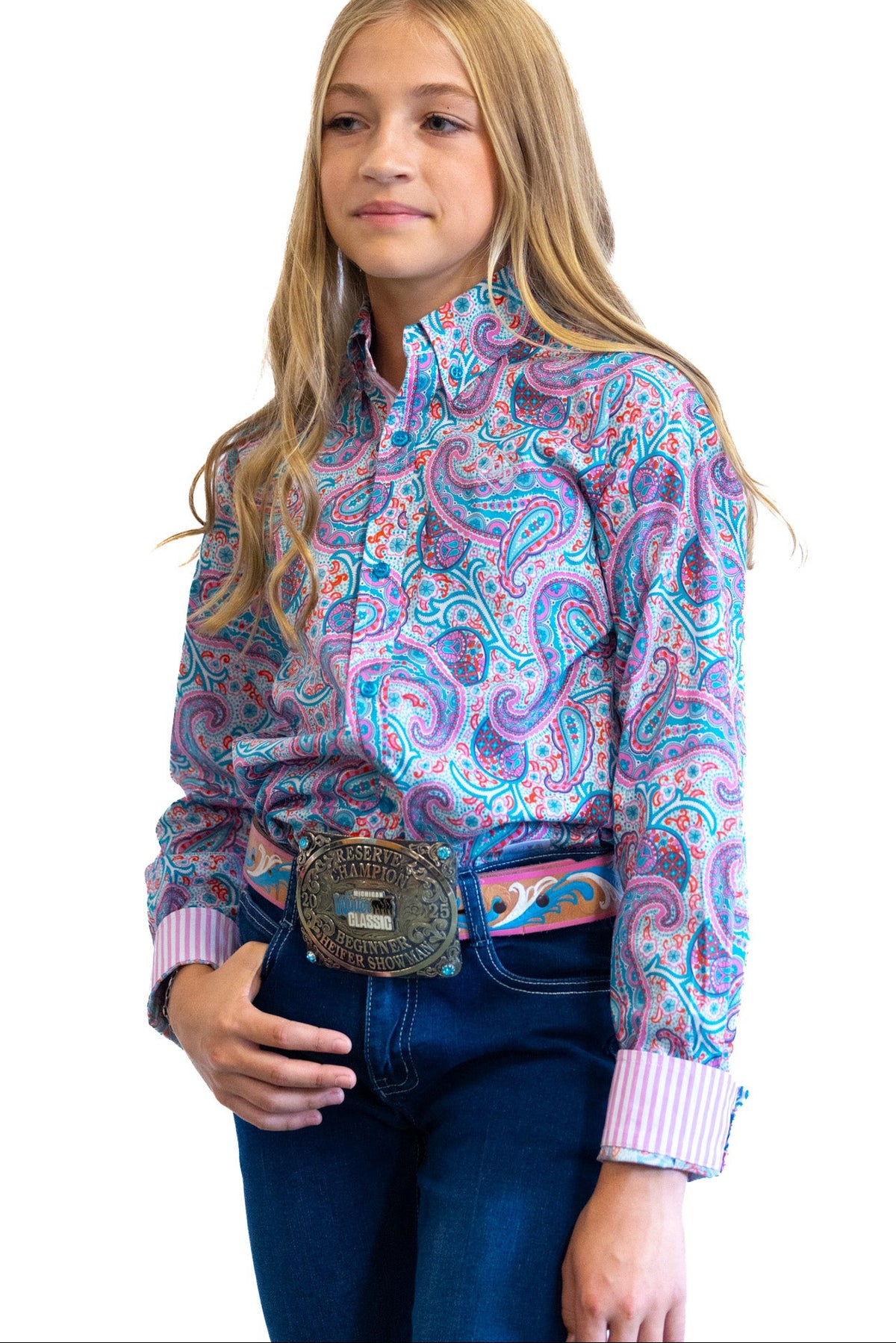 Cotton Candy Youth Button Up Long Sleeve Shirt