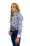 Cotton Candy Youth Button Up Long Sleeve Shirt