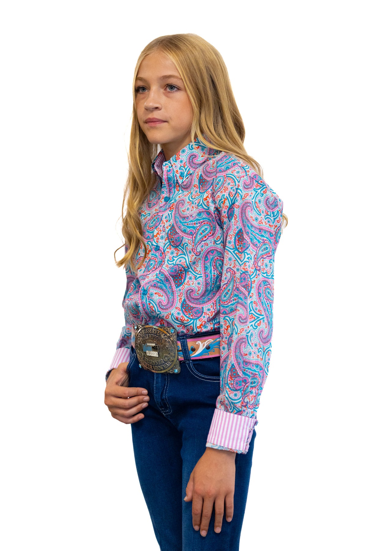 Cotton Candy Youth Button Up Long Sleeve Shirt