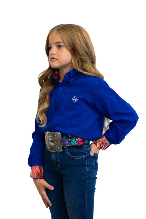 Blue Paradise Youth Button Up Long Sleeve Shirt