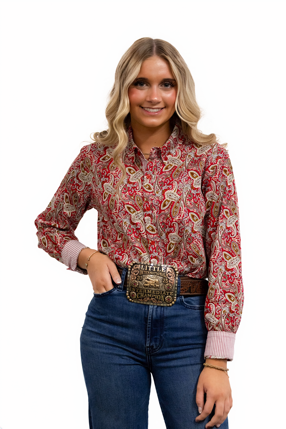 Crimson Paisley Youth Long-Sleeved Button Down Shirt