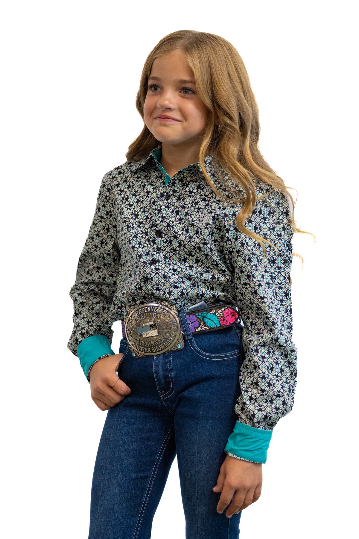 Black with a Twist Youth Long-Sleeved Button Down Shirt