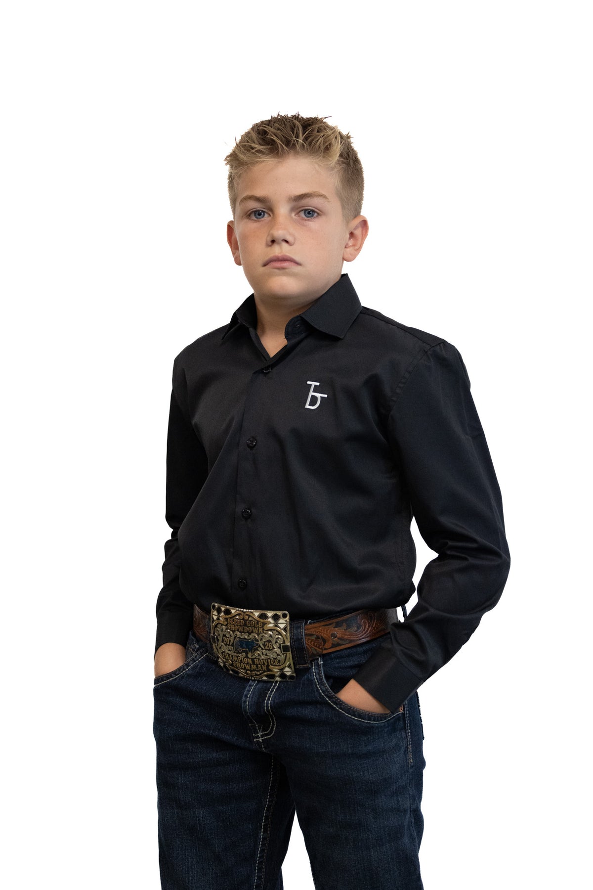 The Deal Youth Black Button Up Long Sleeve Shirt