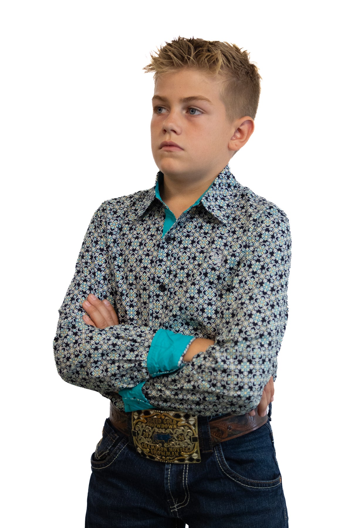 Black with a Twist Youth Long-Sleeved Button Down Shirt