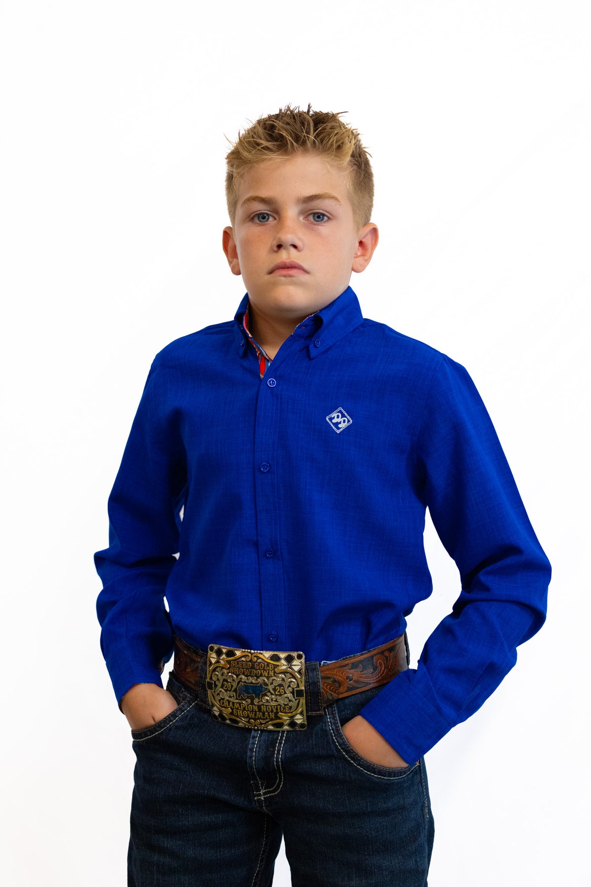 Blue Paradise Youth Button Up Long Sleeve Shirt