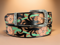 Mint and Black Hand-Painted Belt