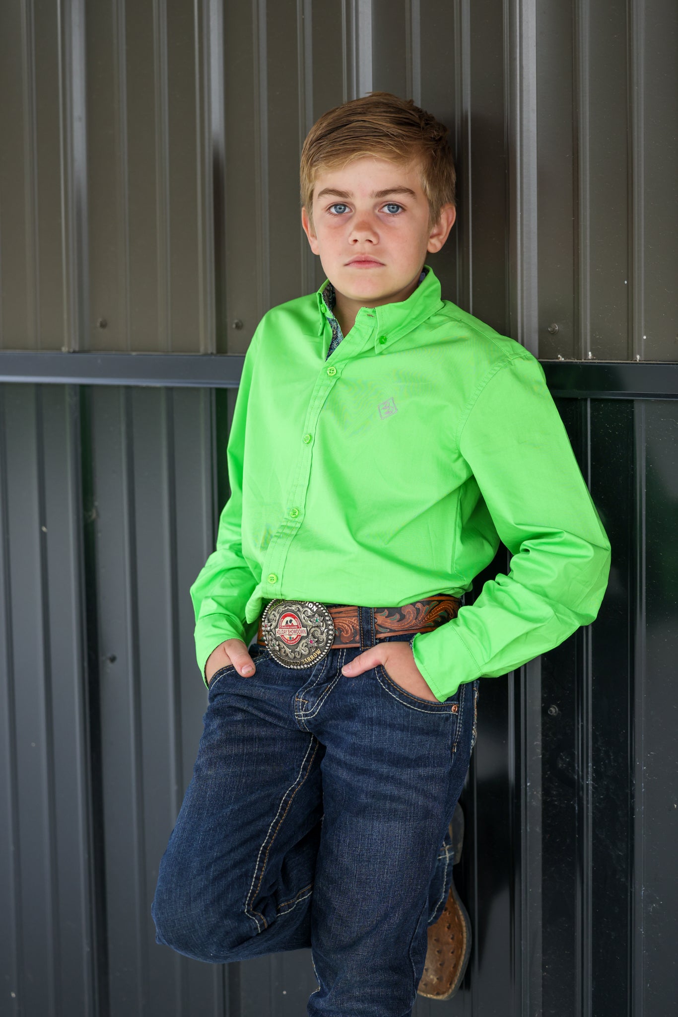 Luscious Lime Long-Sleeve Button Down Shirt