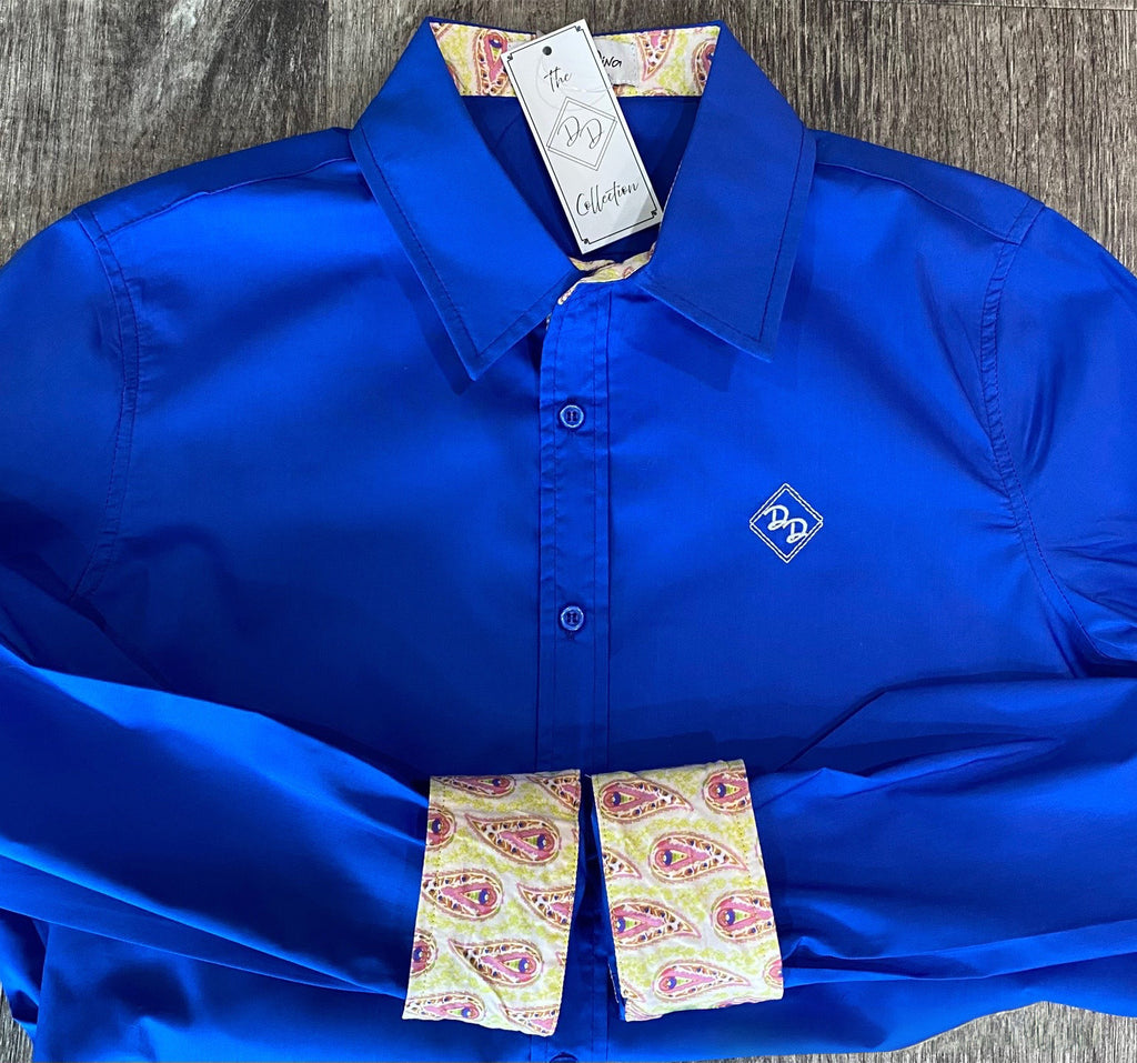 Royally Blue Youth Long-Sleeved Button Down Shirt