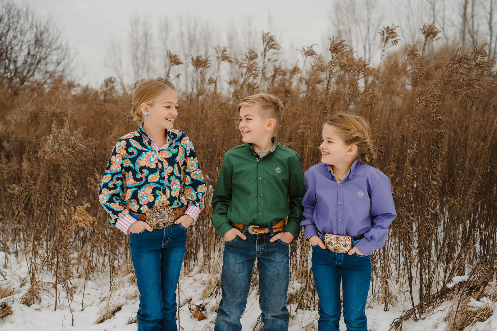 Midnight Paisley Youth Long-Sleeved Button Down Shirt