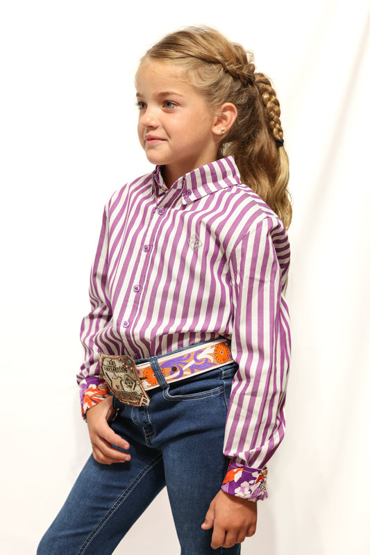 Purple Stripe Long-Sleeved Button Down Shirt
