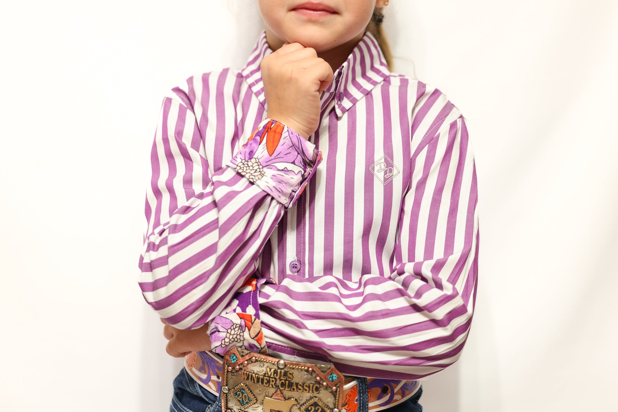 Purple Stripe Long-Sleeved Button Down Shirt