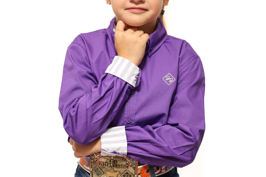Powerhouse Purple Youth Long-Sleeved Button Down Shirt