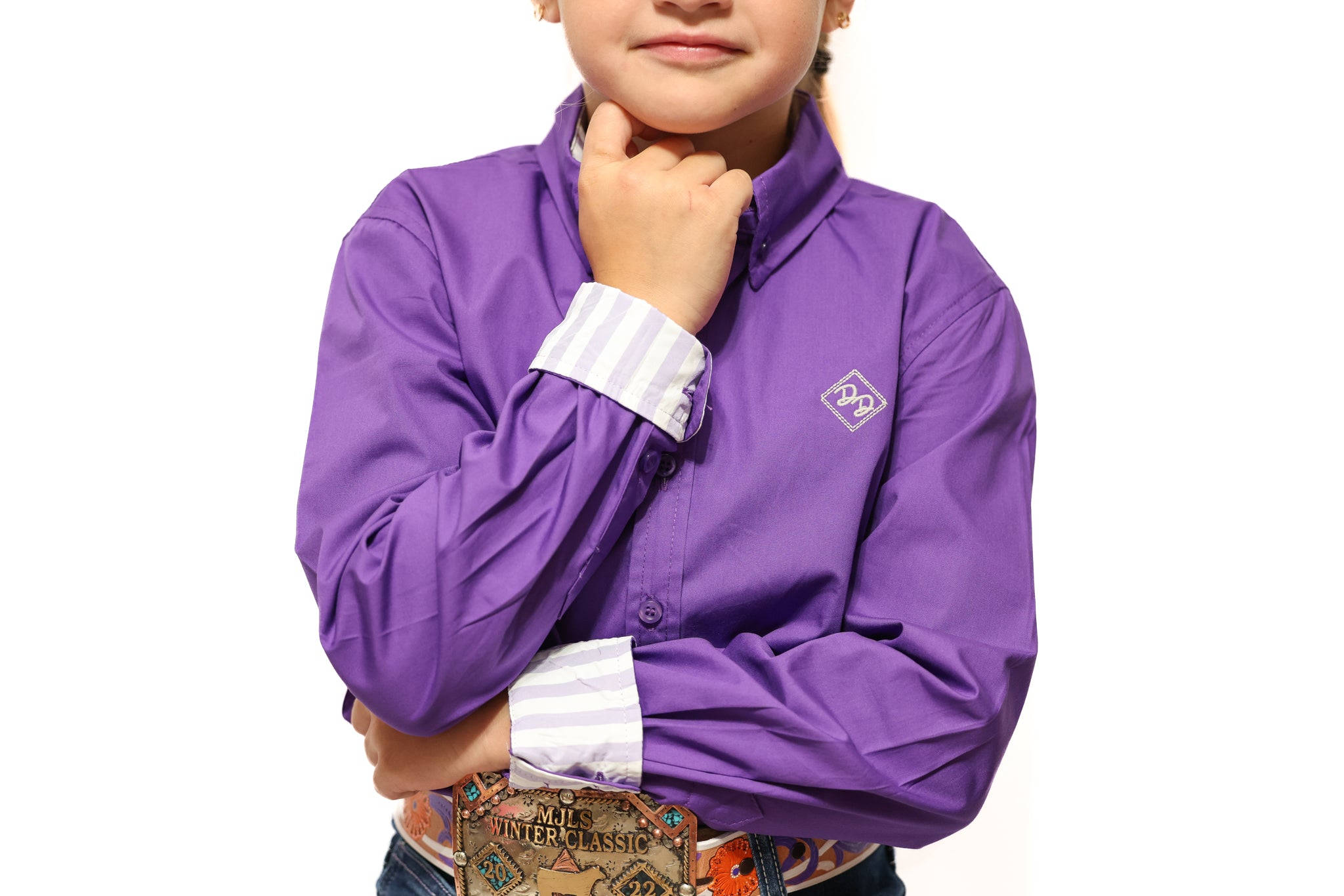 Powerhouse Purple Youth Long-Sleeved Button Down Shirt