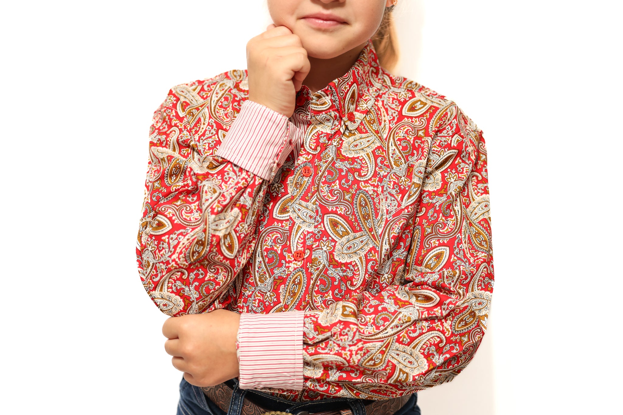 Crimson Paisley  Long-Sleeved Button Down Shirt