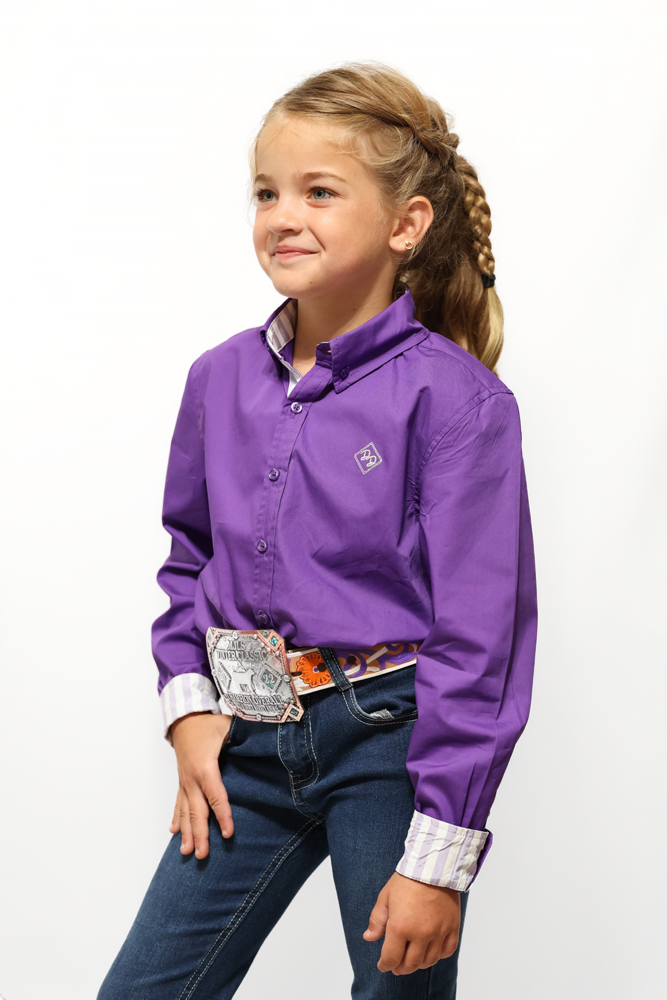 Powerhouse Purple Youth Long-Sleeved Button Down Shirt