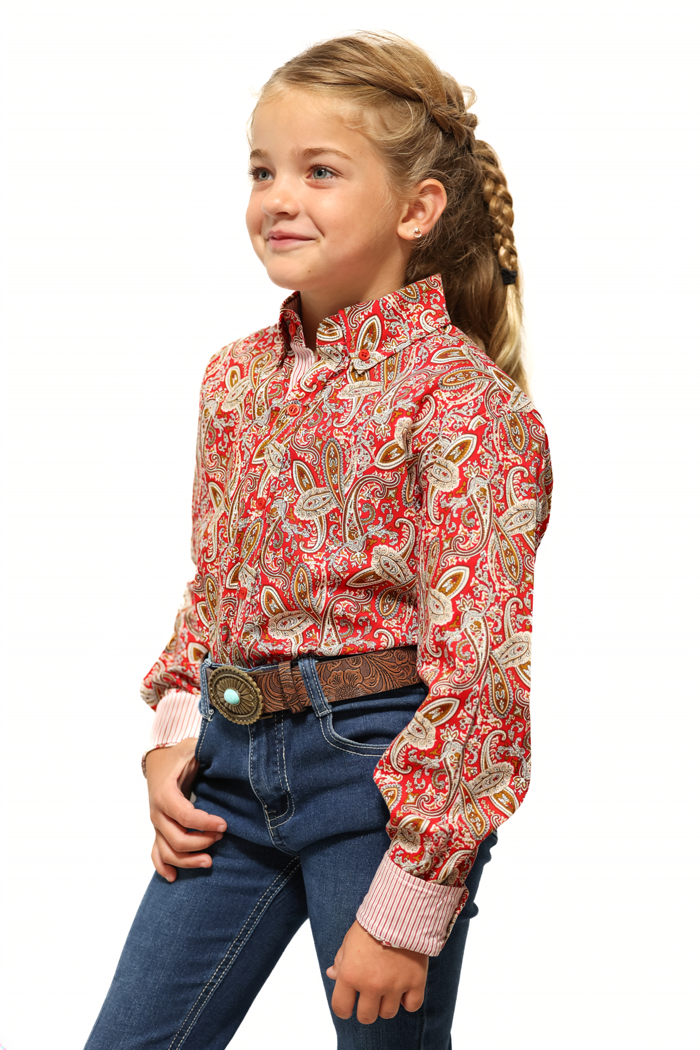 Crimson Paisley Youth Long-Sleeved Button Down Shirt