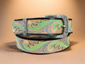 Pastel Green and Blue Hand-Painted Belt