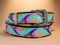 Pink, Purple and Teal Hand-Painted Belt