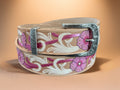 Fuchsia and Cream Hand-Painted Belt