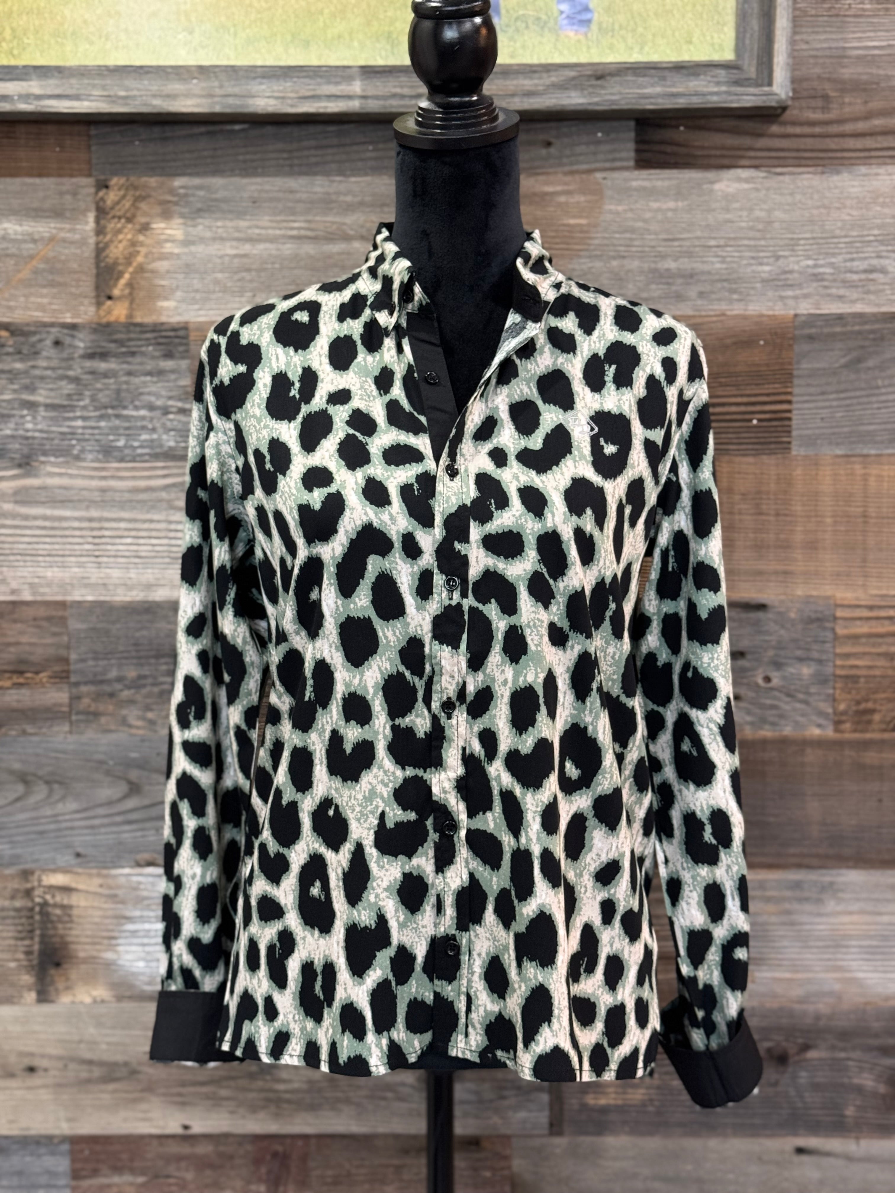 Charming Cheetah Long-Sleeved Button Down