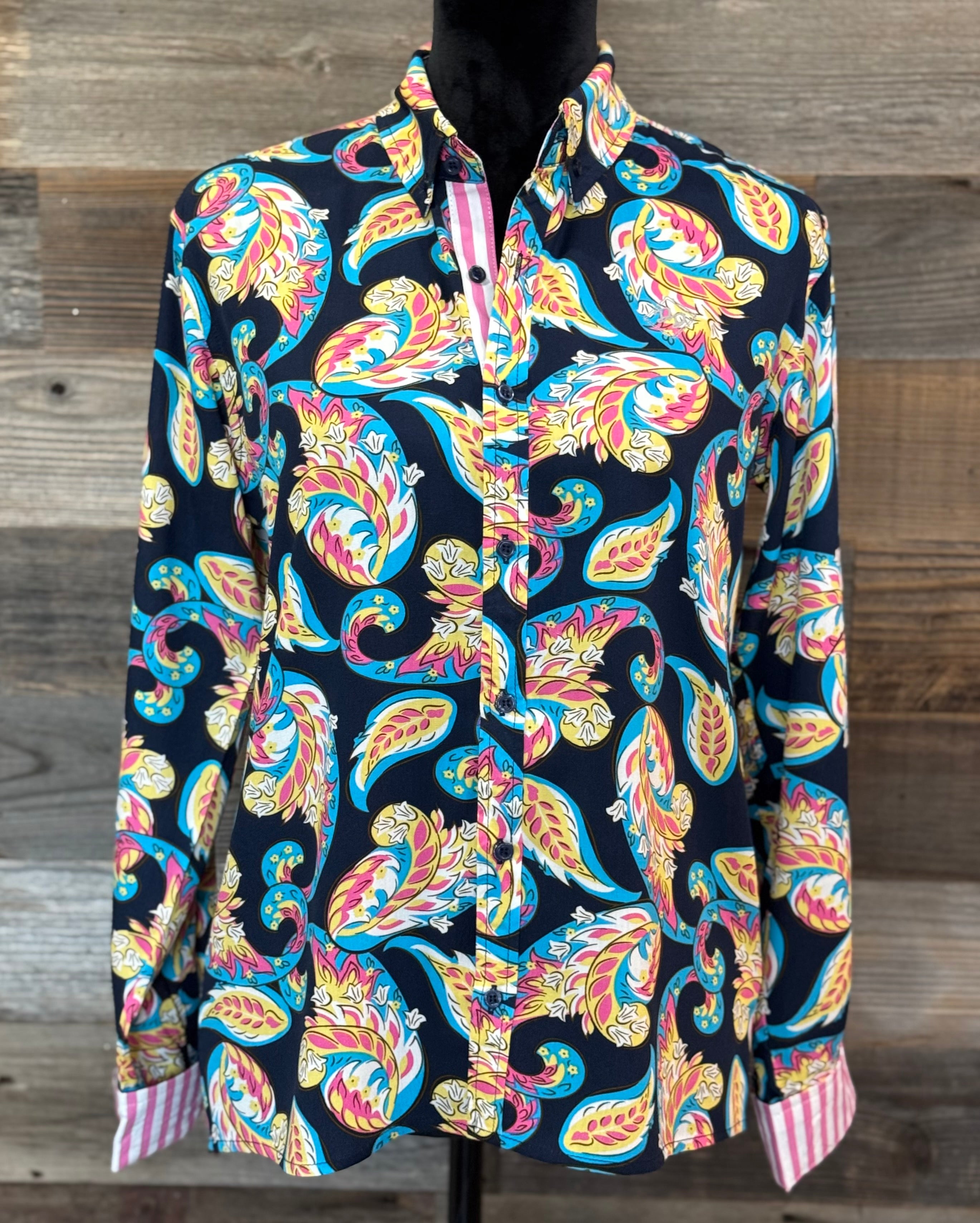 Midnight Paisley Youth Long-Sleeved Button Down Shirt