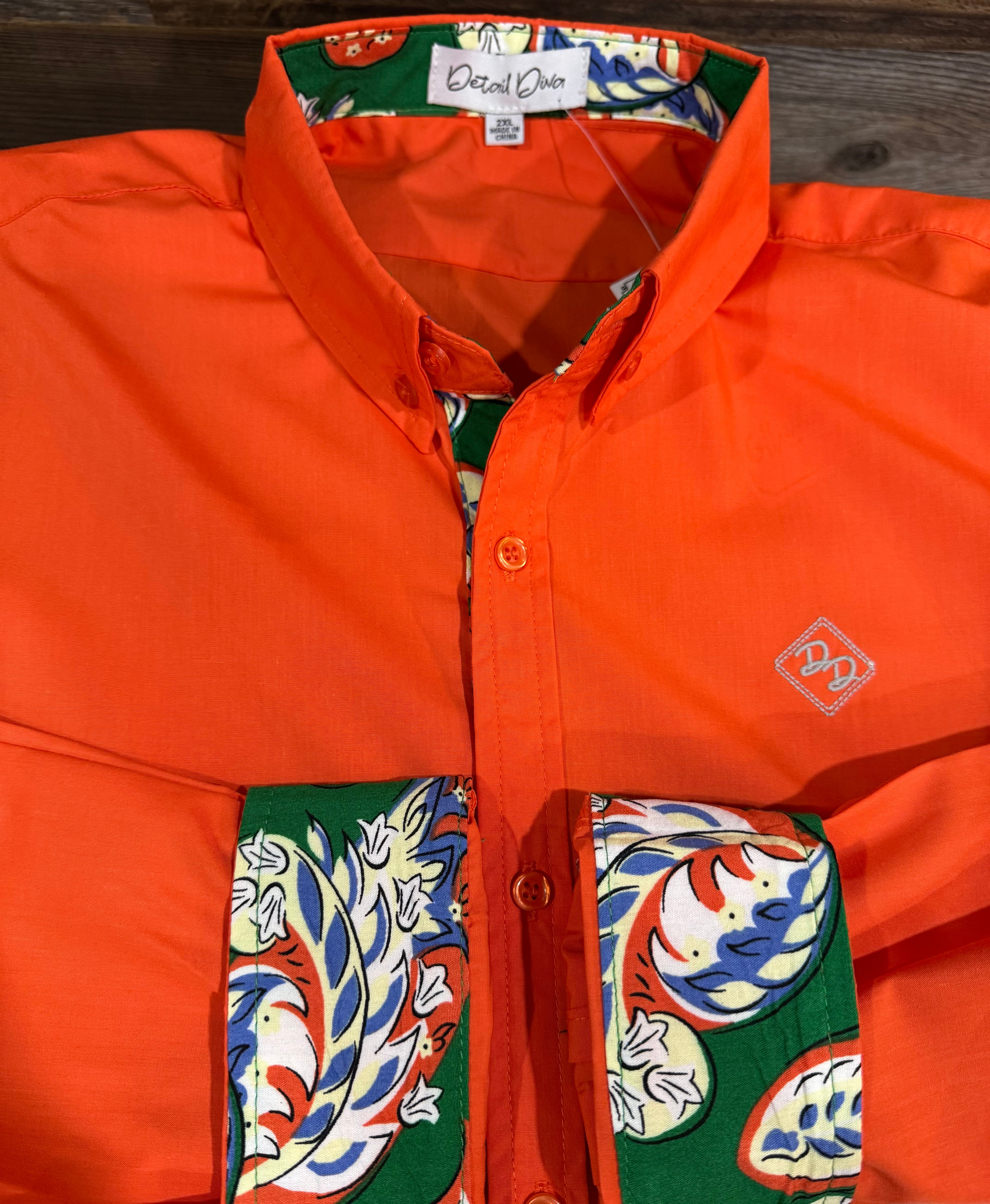 Outrageous Orange Long-Sleeved Button Down Shirt